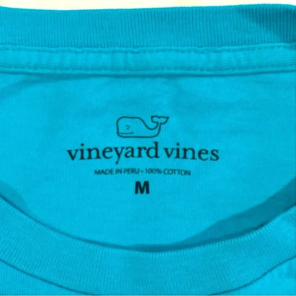 Vineyard Vines Long Sleeve Tee Mens Medium Santa Skis Whale Pocket T-Shirt Blue - Picture 4 of 6